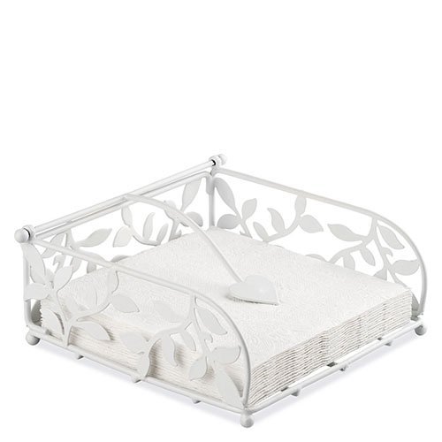 Porte-serviettes de table, grand format, motif branches, blanc, pour serviettes en papier de 33 x 33 cm de dimensions (pliés)