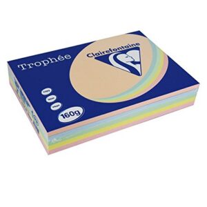 TROPHÉE Ramette 250 Feuilles Papier 160g A4 210x297 mm Certifié FSC Assorti Pastel