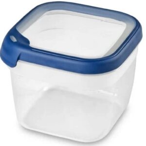 Curver Boîte alimentaire carrée multi usage 1,8L en polypropylène 100% recyclé, 15x15x12,3 cm, adapté au Micro-Ondes, Lave-Vaisselle, Congélateur- bleu, pour la cuisine