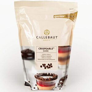 Crispearls ™  Noirs (50,2 % cacao)Petites perles brillantes au chocolat noir enrobant un biscuit croustillant (cacao mini 50,2 %) Switch avec la marque Mona Lisa