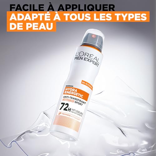 L'Oréal Men Expert Hydra Energetic Déodorant Spray Anti-Transpirant Extreme Sport - Lot de 6 x 150ml – Image 4