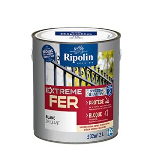 RIPOLIN - Peinture pour Fer Extérieur - Glycéro - Application facile : sous-couche intégrée - Bloque l'humidité - Protège de la rouille, agent-anti-corrosion - Brillant - 2L - Bleu marine