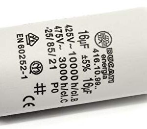 DUCATI – Condensateur de moteur 16uF ± 5 %/475 V + GRD 36 x 70 mm