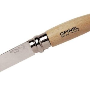 Opinel - N°08 Couteau de Jardin - Lame 8 cm Acier Inox, Manche Bois de Hêtre, Bague de Sécurité Virobloc - Idéal Désherbage, Cueillette - Fabrication Française
