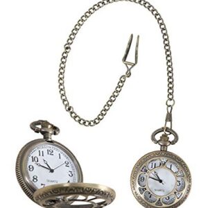 P'TIT CLOWN - 17532 - Montre à Gousset Steampunk - Pocket Watch - Accessoire de Déguisement Fonctionnel - Carnaval, Halloween, Fêtes à Thèmes, Cosplay, Soirées Costumées - Métal
