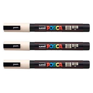 Posca - Marqueurs PC-3 M Uni-Ball - Gamme complète de 40 couleurs disponibles (Lot de 3) beige
