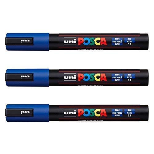 Posca Lot de 3 marqueurs PC-5M Uni-Ball (gamme complète de 35 couleurs disponibles)