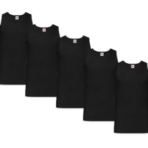 Fruit of the Loom Athletic Lot de 1 ou 5 maillots de corps pour homme Tailles M L XL XXL 3XL 4XL 5XL, Noir et noir, L