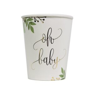 Artifetes 8 Gobelets en Carton Oh Baby Eucalyptus dorure 250 ML