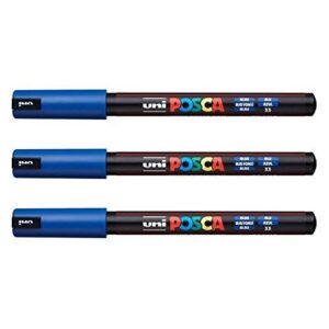 Lot de 3 feutres Posca PC-1MR Uni-Ball, disponible dans une gamme de 16 couleurs bleu