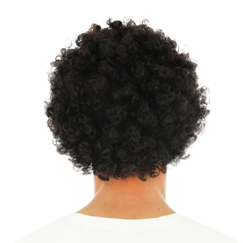 P'TIT CLOWN — Perruque Homme Frisée avec Moustache Brun – Image 2