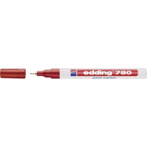 edding 780 marqueur peinture - rouge - 1 stylo - pointe ronde,8 mm - marqueur de peinture pour l'étiquetage du métal, verre, roche ou du plastique - résistant à la chaleur, permanent et étanche