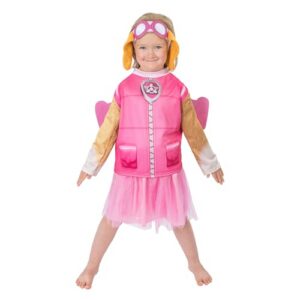 Chaks - Costume Skye pour enfants, tenue officielle Pat’ Patrouille, ensemble 4 pièces avec bandeau, ailes, t-shirt et pantalon pour Carnaval