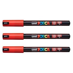 Lot de 3 feutres Posca PC-1MR Uni-Ball, disponible dans une gamme de 16 couleurs Red