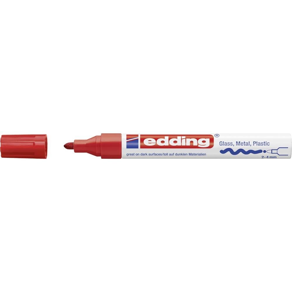 edding 750 Marqueur peinture brillante - rouge - 1 feutre peinture brillante - pointe ronde 2-4mm - pour dessin, coloriage, scrapbooking - étanche, très opaque