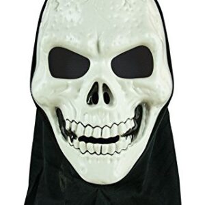 P'TIT CLOWN - Masque Tête de Mort à Cagoule - Gardien des Ténèbres - Parfait pour Halloween (Noir, Blanc)