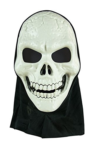 P'TIT CLOWN - Masque Tête de Mort à Cagoule - Gardien des Ténèbres - Parfait pour Halloween (Noir, Blanc)