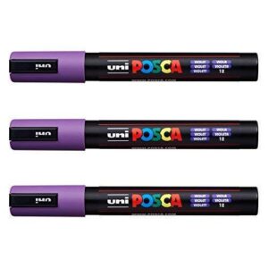 Posca Lot de 3 marqueurs PC-5M Uni-Ball (gamme complète de 35 couleurs disponibles)