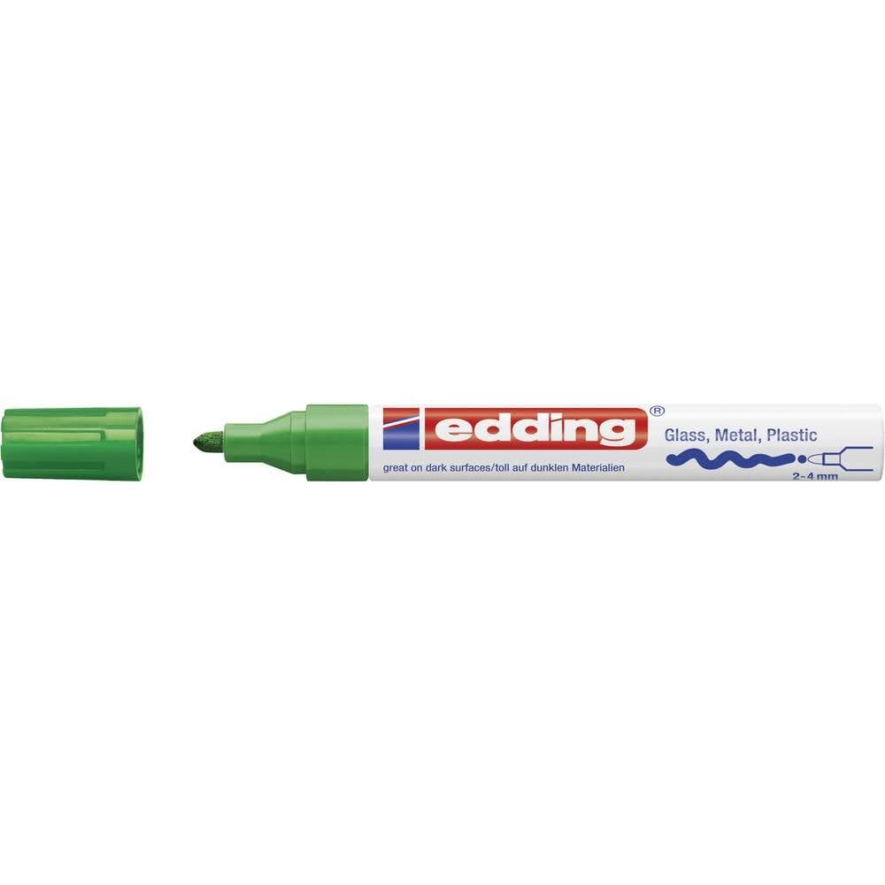 edding 750 Marqueur peinture brillante - vert - 1 feutre peinture brillante - pointe ronde 2-4mm - pour dessin, coloriage, scrapbooking - étanche, très opaque