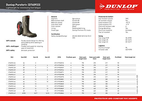 DUNLOP Protective Footwear, D760933, Purofort+ Full Safety, Vert Foncé/Rouge, Taille 46 EU – Image 6