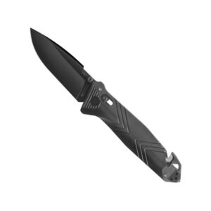 TB Outdoor - Couteau CAC® - Couteau Armée Française - Survie et Outdoor - Lame Lisse Anti-Corrosion - Manche PA6 FV Noir - Lame Utile 85 mm