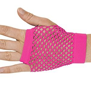 P'tit Clown - Mitaines en Résille - Sans Doigts - Adulte, Unisexe - Couleur Fluo - Accessoire Déguisement Carnaval, Fête à Thème - Fantaisie - Costume Années 80 - Disco - Danse