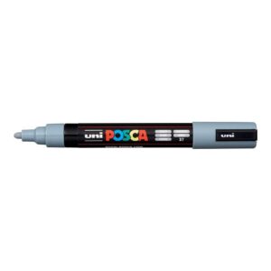 POSCA Uni Marqueur pour verre Peinture PC- 5 m pointe ogive Fine Gris 2,5 mm