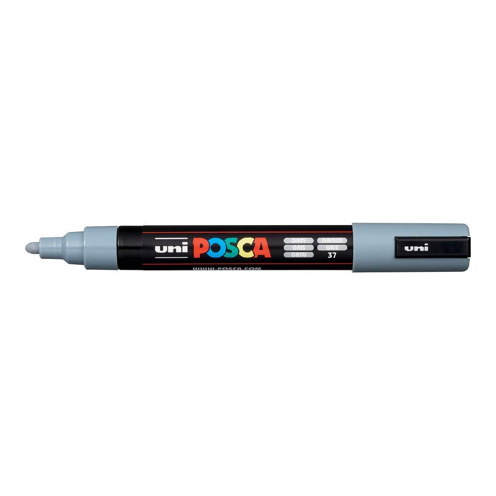 POSCA Uni Marqueur pour verre Peinture PC- 5 m pointe ogive Fine Gris 2,5 mm