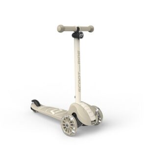 Scoot & Ride Highwaykick 3S Trottinette pour enfants à partir de 3 ans, hauteur réglable, 2 directions, roues LED, pliable, pour enfants de 96 à 130 cm, gris cendré