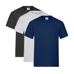 Fruit of the Loom Lot de 3 t-Shirts pour Homme, Noir/Gris/Bleu Marine, XXL