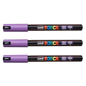 Lot de 3 feutres Posca PC-1MR Uni-Ball, disponible dans une gamme de 16 couleurs violet
