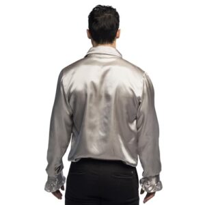 Alternative view of BOLAND — Chemise disco à volants argentée homme taille M