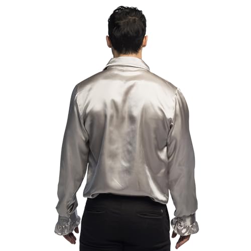 BOLAND — Chemise disco à volants argentée homme taille M – Image 2
