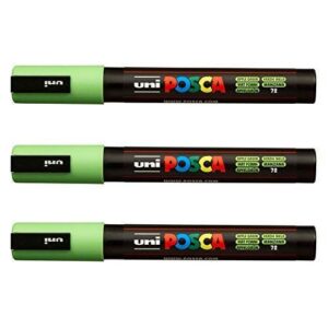 Posca Lot de 3 marqueurs PC-5M Uni-Ball (gamme complète de 35 couleurs disponibles) vert pomme