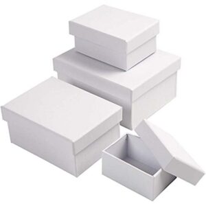 Creativ 264050 Coffrets Cadeaux Rectangulaires Polyvalents, Blanc, 4 Tailles Assorties: 7,5 x 5 x 3,5 cm, taille: 9,5 x 7 x 4,5 cm, taille: 11,5 x 8 , 5 x 5,5 cm, Taille: 14 x 11 x 6,5 cm