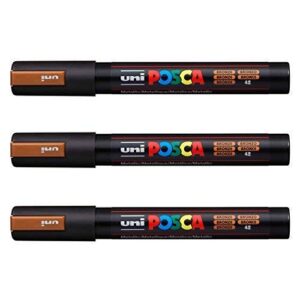 Posca Lot de 3 marqueurs PC-5M Uni-Ball (gamme complète de 35 couleurs disponibles) bronze métallique