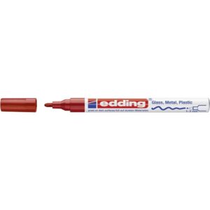 edding 751 Marqueur peinture brillante - rouge - 1 feutre peinture brillante - pointe ronde 1-2mm - pour dessin, coloriage, scrapbooking - étanche, très opaque, Unité