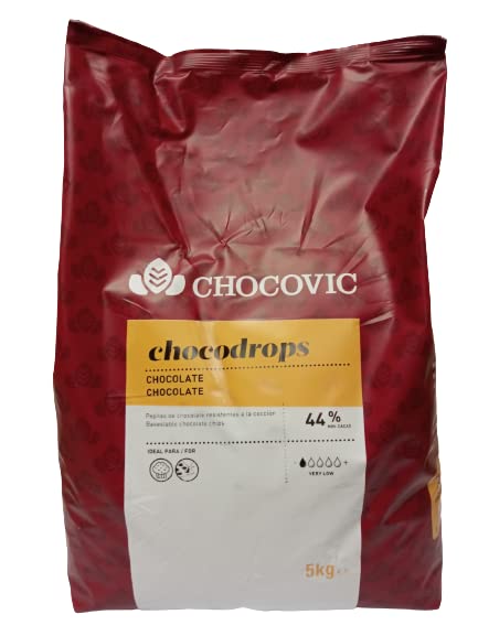 CHOCOVICS CHOCODROPS - PEPITES CHOCOLATS NOIR CACAO 44% COUVERTURE POUR PATISSERIE GOURMAND PROFESSIONNEL DELICE PATISSERIE PISTOLE - SACHET DE 5KG