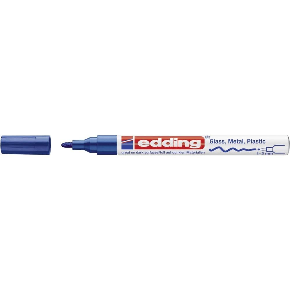 edding 751 Marqueur peinture brillante - bleu - 1 feutre peinture brillante - pointe ronde 1-2mm - pour dessin, coloriage, scrapbooking - étanche, très opaque