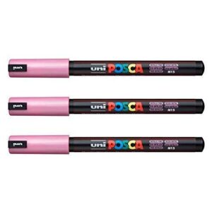 Lot de 3 feutres Posca PC-1MR Uni-Ball, disponible dans une gamme de 16 couleurs rose métallique