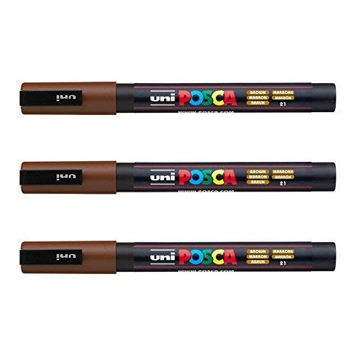 Posca - Marqueurs PC-3 M Uni-Ball - Gamme complète de 40 couleurs disponibles (Lot de 3) marron