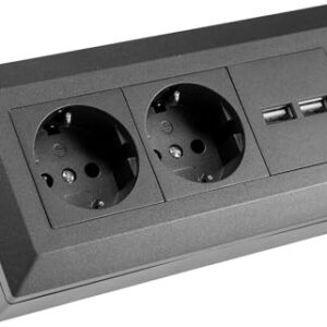 2-fach Steckdosenblock+ 2x USB,anthrazit