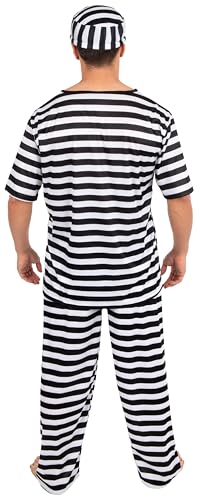 P’TIT CLOWN — Déguisement de Bagnard Adulte L-XL – Image 2