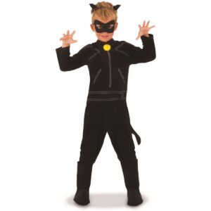 RUBIE'S Déguisement MIRACULOUS officiel Chat Noir pour enfants -Taille 9-10 ans. Costume classque complet avec accessoires - Idéal pour Carnaval, Anniversaire à Thème ou cadeau de Noël