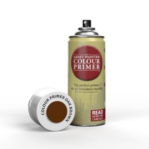The Army Painter, Colour Primer Oak Brown, 400 ml Spray Acrylique Marron Chêne, Apprêt pour la Peinture de Figurines Warhammer et Donjon et Dragon