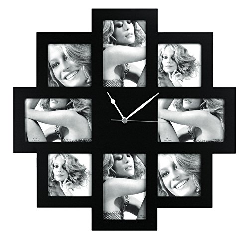 ZEP Taranto — Horloge photo murale noire 48 x 48 cm