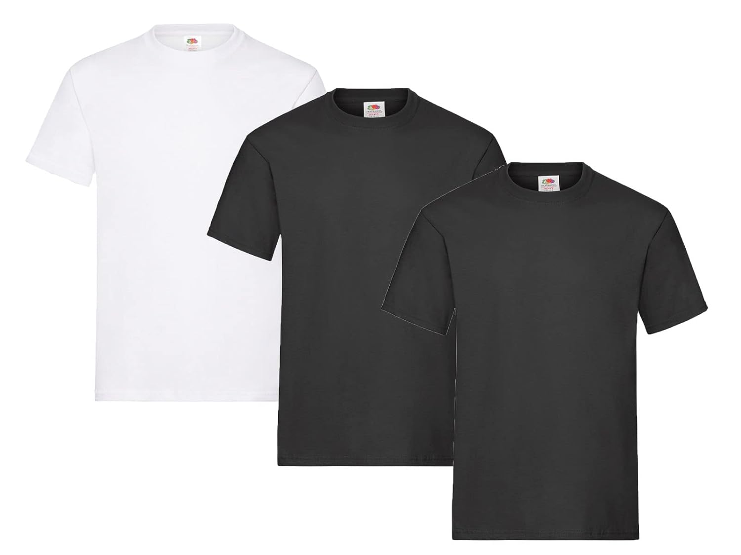 Fruit of the Loom Lot de 3 t-shirts pour homme Taille 3XL (2 x noir, 1 x blanc) Avec 1 bloc-notes HL Kauf