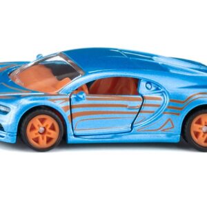 siku 1508, Bugatti Chiron Sportwagen, Voiture jouet pour enfants, Métal/plastique, Bleu/orange, Portes ouvrantes