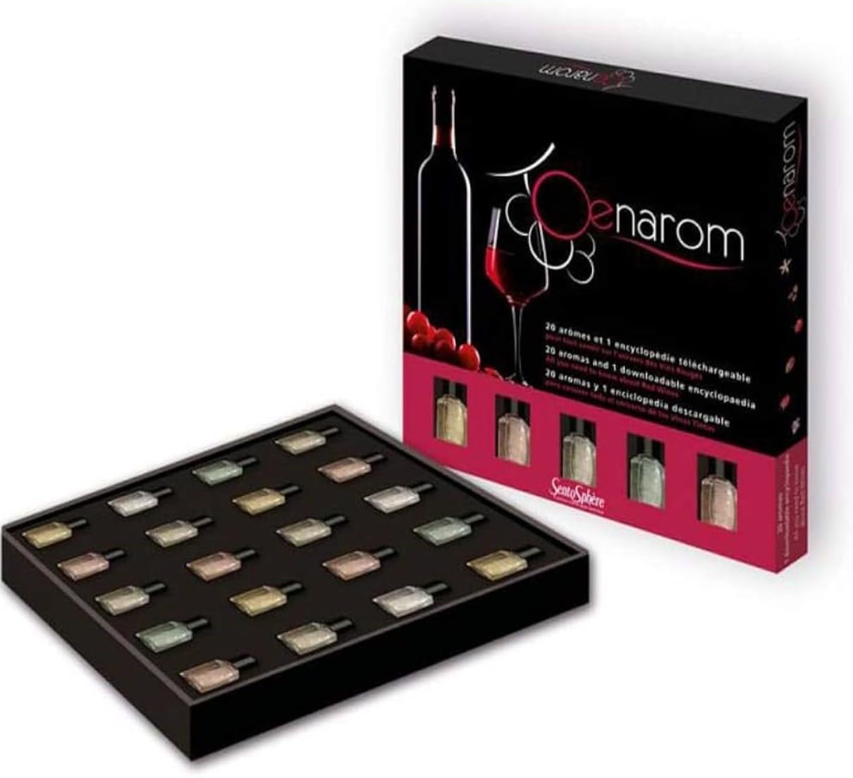 SentoSphère - OENAROM - VINS ROUGES - Jeu de société - Tout savoir sur l'univers des vins rouges - 20 arômes et un cd-rom complet - A partir de 18 ans - Fabriqué en France