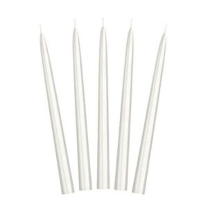PARTYDECO — Lot de 10 bougies de table pointues blanches 24 cm